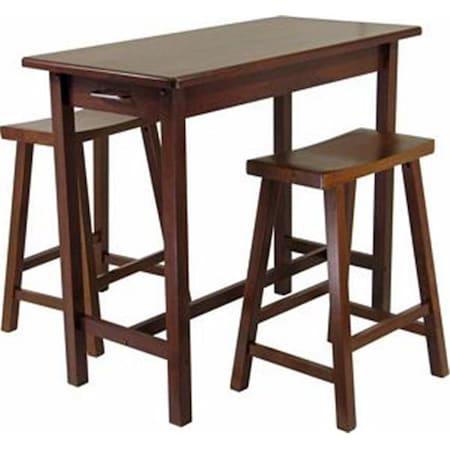 WINSOME Winsome 94344 Three Piece Kitchen Island Set with Saddle Stools 94344